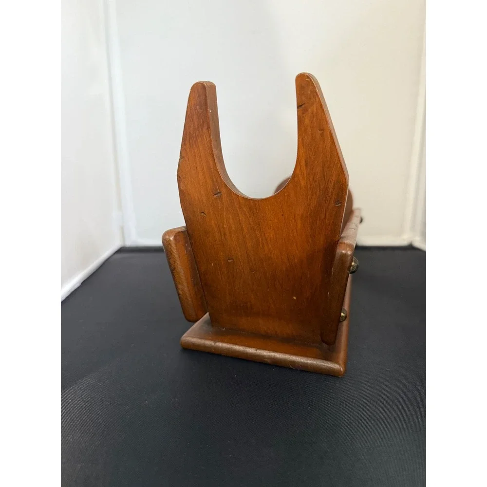 Vintage 60s Wood Napkin Holder Caddy folk art Rustic‎ Kitchen tabletop organizer